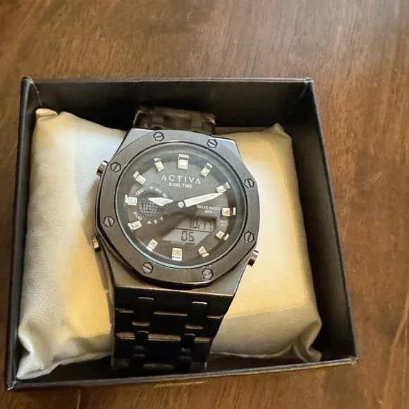 ActivaDual Time Silver and gun metal color watch